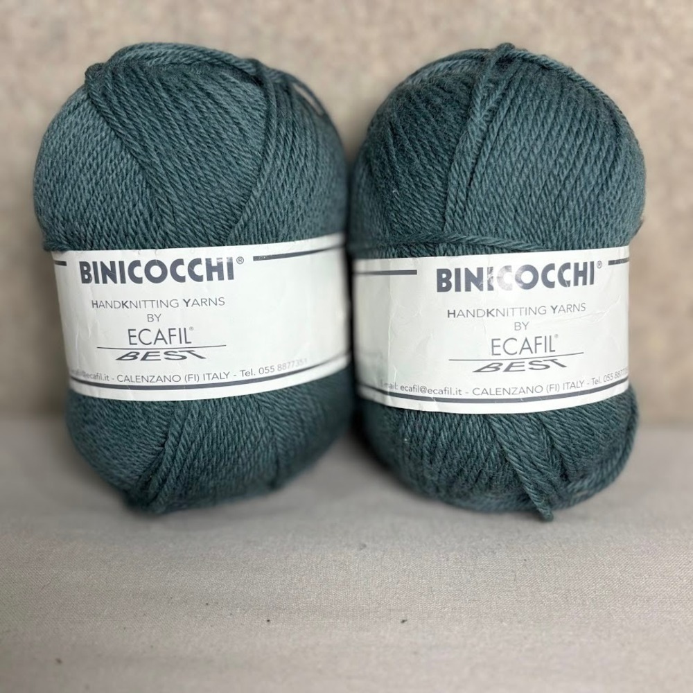 Binicocchi Ecafil Best Yarn Ortisei Lot 2 Skeins Teal Green Italy Handknitting